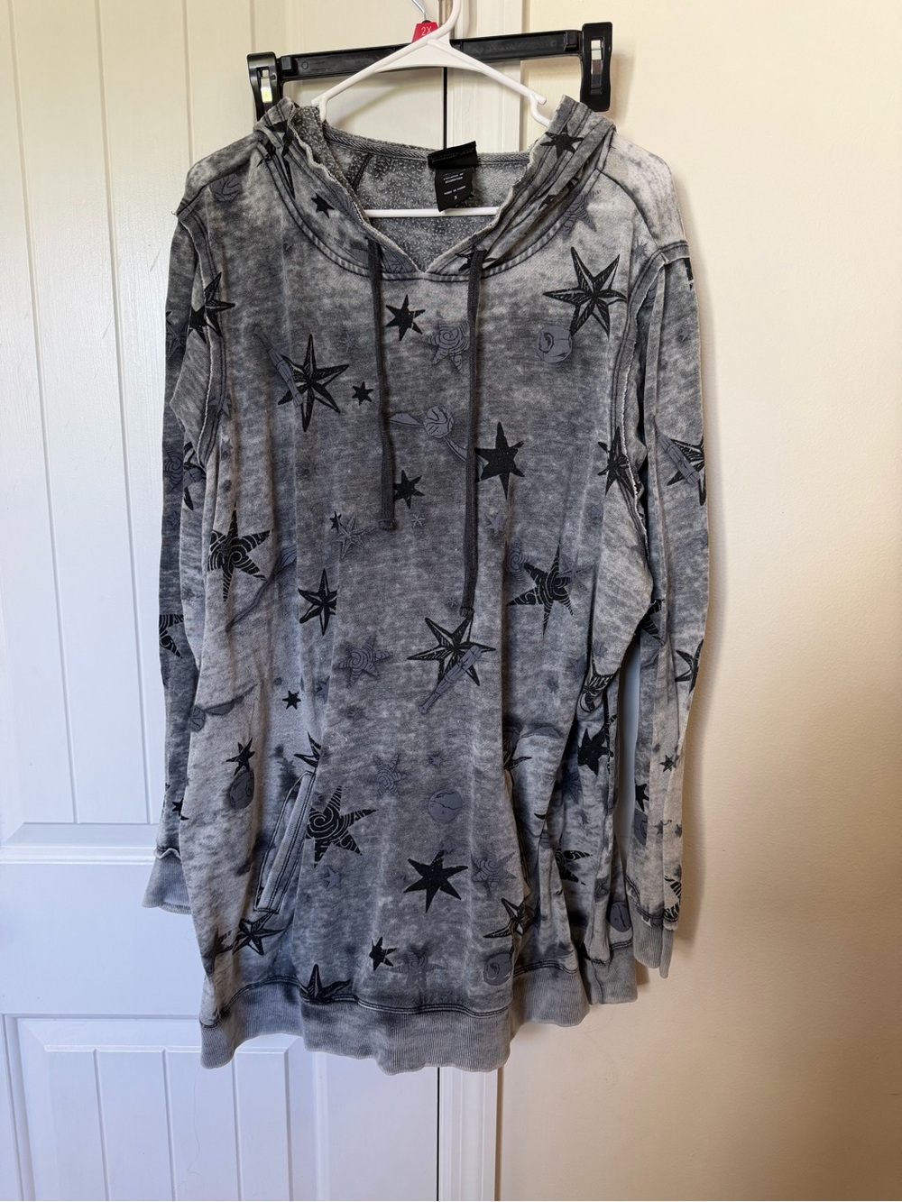 Harry Potter Celestial Star Print Hoodie Gray Acid Wash Pullover Womens 3 - Picture 3 of 10